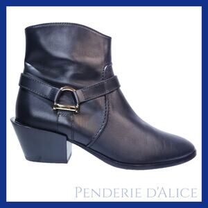 Tod's Tex leather harness heeled ankle boots size 37 black